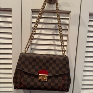 Louis Vuitton Checkered Brown and Red Shoulder Bag